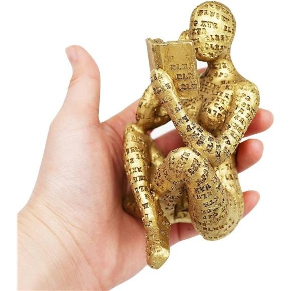 New With Tag Gold Reading Women Decor Statue Home Decoration Aesthetic Sculpture - Picture 2 of 6
